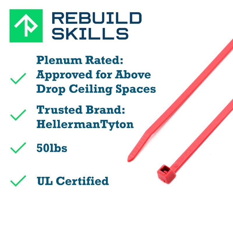 Hellermann Tyton HellermannTyton T50I2M4UL 12" Red Plenum UL Rated Cable Ties - 1000PK - Image 2